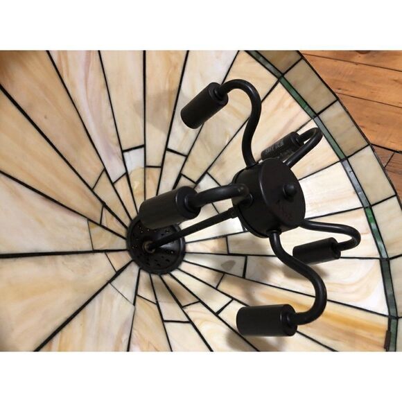 Vintage Stained Glass Swag Hanging Lamp Elegant Design Arts and Crafts Style - Picture 4 of 7